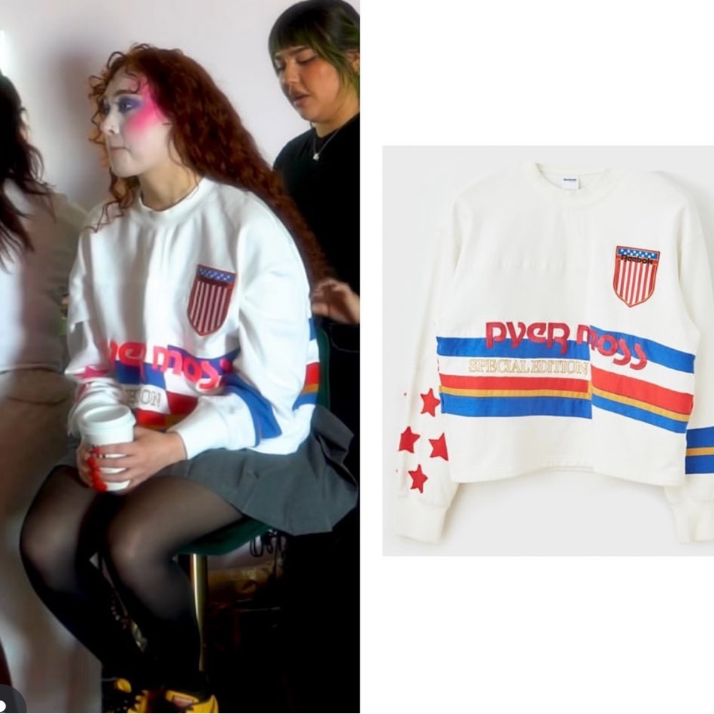 Pyer Moss White and Red Oversized Long Sleeve Hoodie